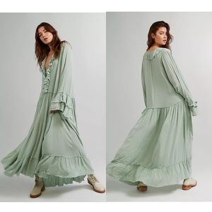 Light Sage Ruffle Maxi Dress - Women's